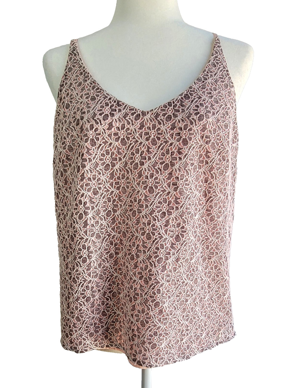 BANANA REPUBLIC Delicate Pink Lace Sleeveless Spaghetti Strap Tank Top Size M